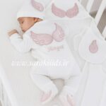 هفت تکه بیمارستانی طرح بال فرشته 😍(صورتی)