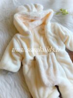 سرهمی نوزادی کلاهدار تو کرک به همراه پاپوش(موشی شیری) - تصویر 2