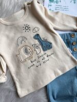 بلوز شلوار حیوانات بیسکوییتی برند ترک 😍(آبی) - Image 2