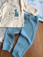 بلوز شلوار حیوانات بیسکوییتی برند ترک 😍(آبی) - Image 3