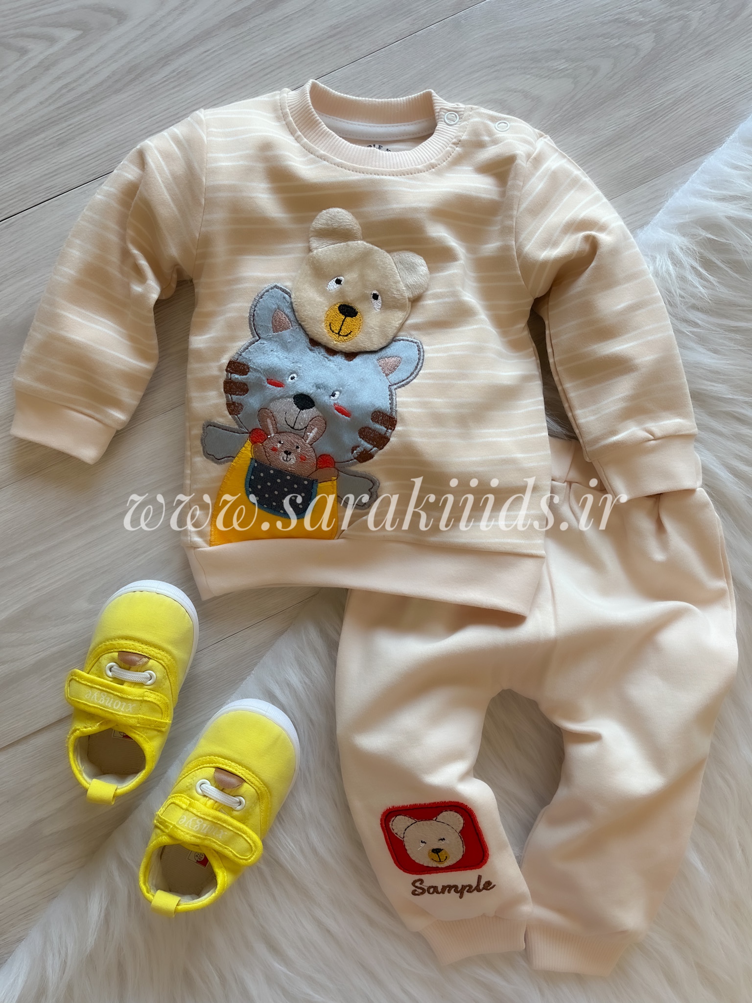 IMG_9252 دو تکه پیشی ملوس و خرگوش کوچولو نخ پنبه تیکه دوزی شده - تصویر 1