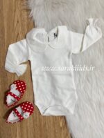 ست سارافون قرمز دو جیب گربه و زیر سارافونی یقه ببه - تصویر 2