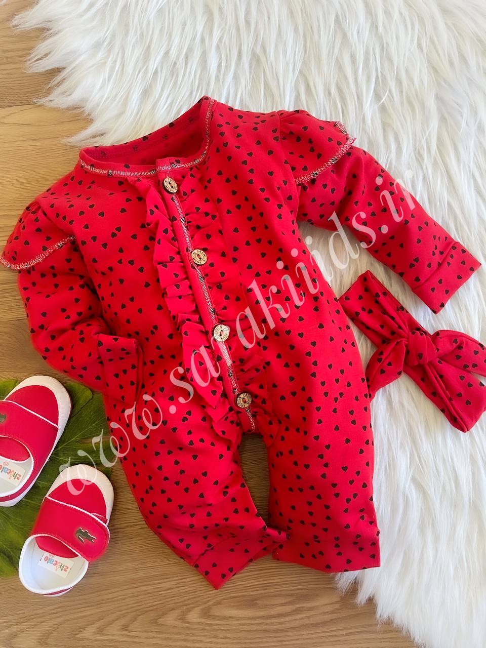 SK51194 سرهمی نوزادی نخی دو تکه قلبی - تصویر 1