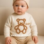 بلوز شلوار سه تکه تدی برند ترک 😍(کرم)