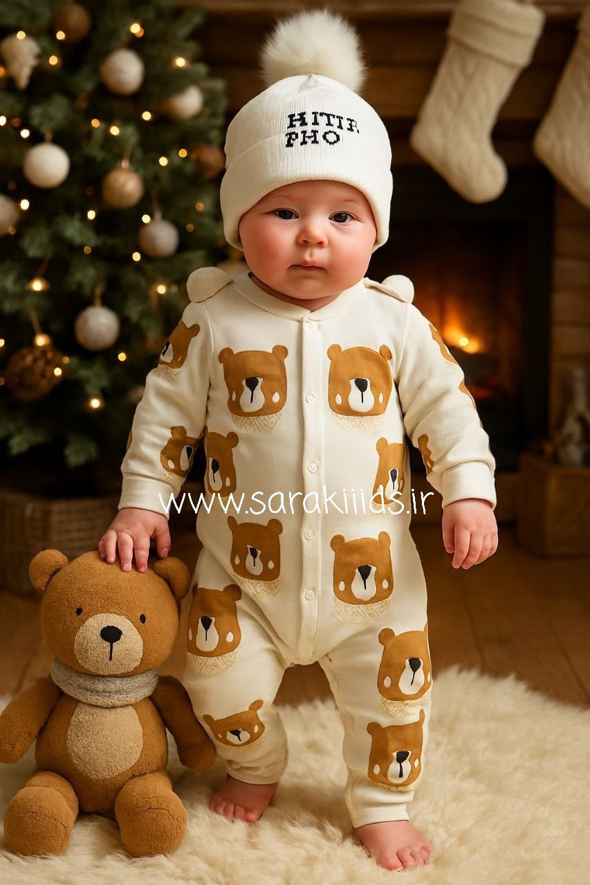 SK45277.1 سرهمی نخ پنبه خرس شالگردنی😍اسپرت - Image 1