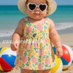 پیراهن کلاهدار ساحلی برند ترک😍