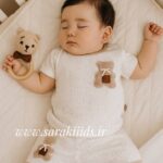 بلوز شلوارک نخ پنبه کبریتی خرس کوچولو(ارسال 15 آذر )