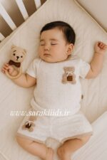 بلوز شلوارک نخ پنبه کبریتی خرس کوچولو (ارسال 15 شهریور )