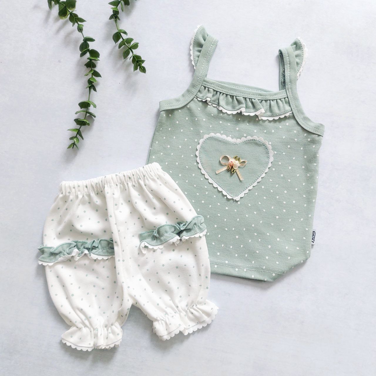 SK75459 تاپ و شورتک نخ پنبه پریا (ارسال 15 بهمن) - Image 1