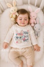 بلوز آستین بلند و شلوار نخ پنبه طرح خرگوش عینکی🤗(ارسال 15 شهریور ) - Image 2