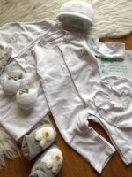 هفت تکه نخ پنبه گلدوزی شده بیمارستانی🥳 (طرح تاج سفید) - Image 3
