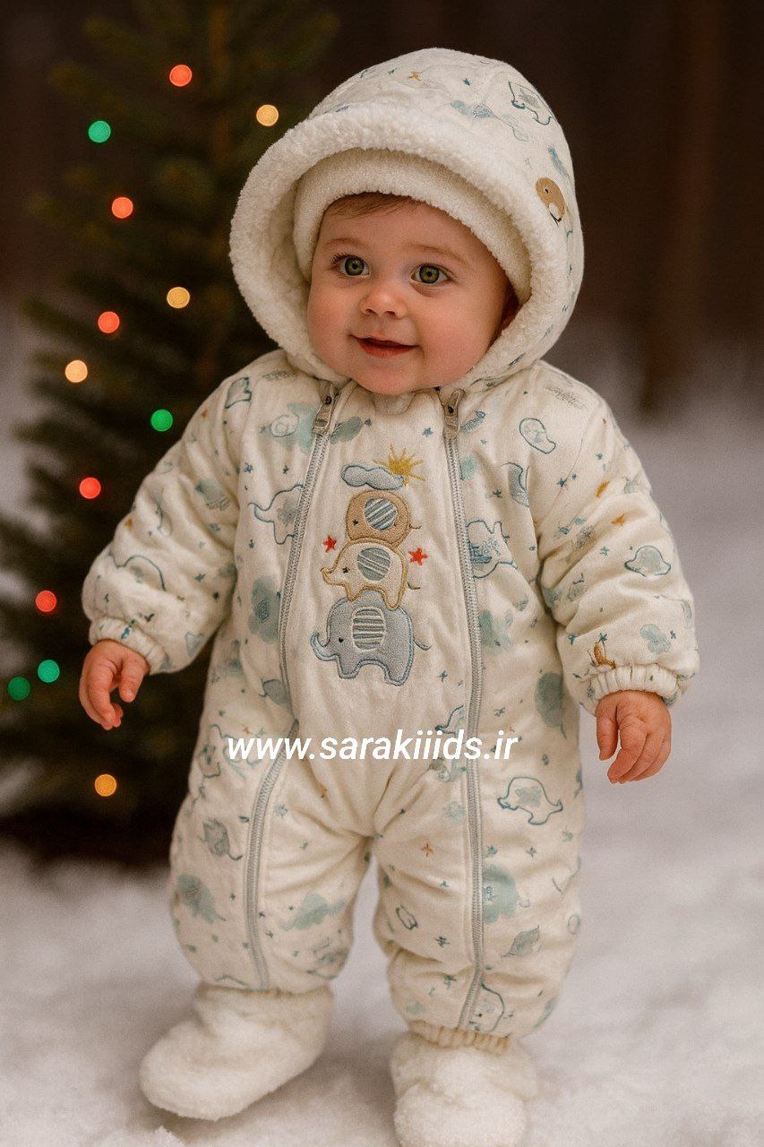 SK37597 سرهمی اسپرت دو تکه زمستانه طرح فیل 😍 - Image 1