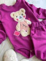 بادی شلوار نخ پنبه طرح برجسته😍(ارغوانی و سرخ آبی) - Image 5