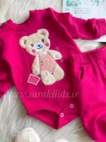 بادی شلوار نخ پنبه طرح برجسته😍(ارغوانی و سرخ آبی) - Image 4