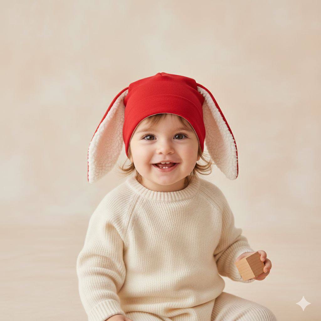 SK15526.قرمز کلاه نخ پنبه خرگوشی اسپرت😍 - Image 1