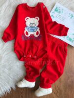 بادی شلوار نخ پنبه طرح برجسته😍 (سبز و قرمز) - Image 3