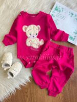 بادی شلوار نخ پنبه طرح برجسته😍 (سرخابی و صورتی) - Image 5