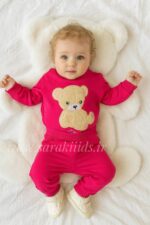 بادی شلوار نخ پنبه طرح برجسته😍 (سرخابی و صورتی)