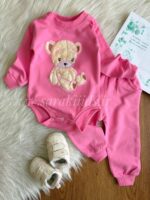 بادی شلوار نخ پنبه طرح برجسته😍 (سرخابی و صورتی) - Image 3