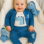 سه تکه نخ پنبه اسپرت 🥳 (طرح دایناسور)