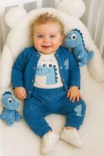 سه تکه نخ پنبه اسپرت 🥳 (طرح دایناسور)