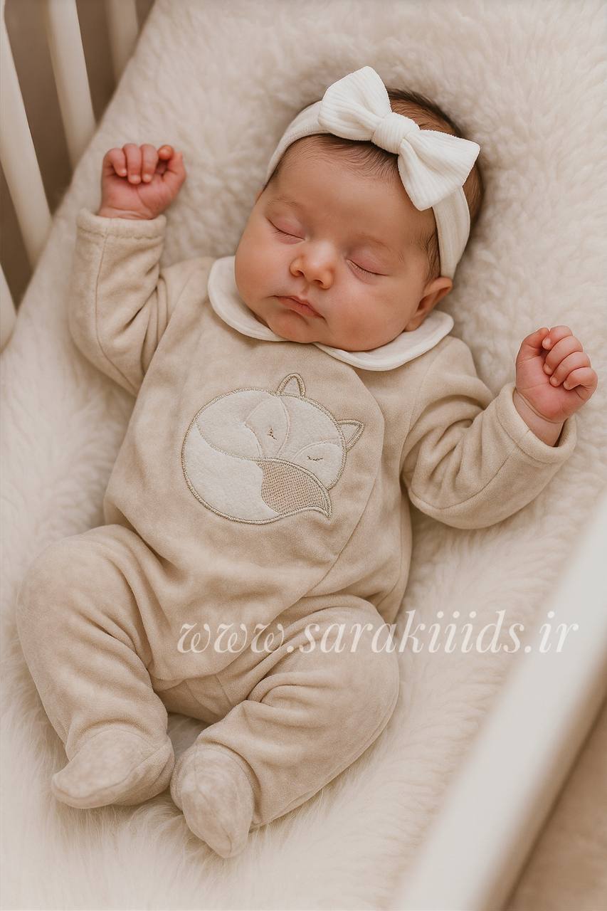 SK83413 سرهم مخملی روباه کوچولو برند obaibi وارداتی🥰❤️(کرم ) - Image 1