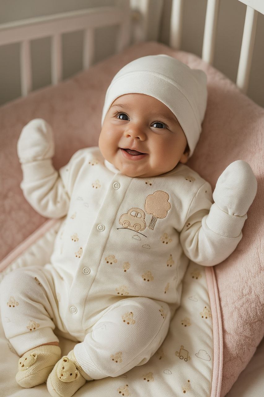 SK85922 هفت تکه نخ پنبه بیمارستانی طرح ماشین😍 - Image 1