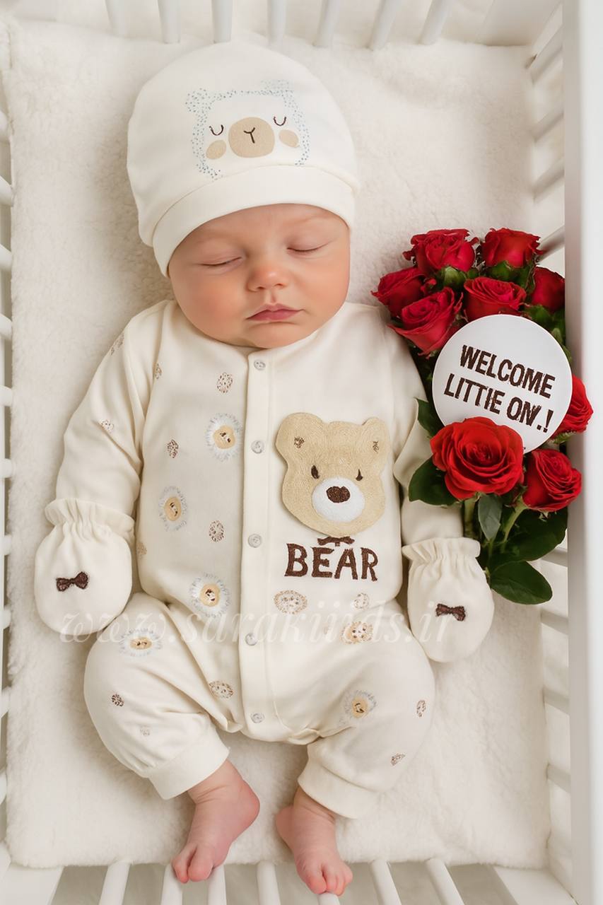 SK87575 سه تکه نخ پنبه بیمارستانی (طرح bear) - Image 1