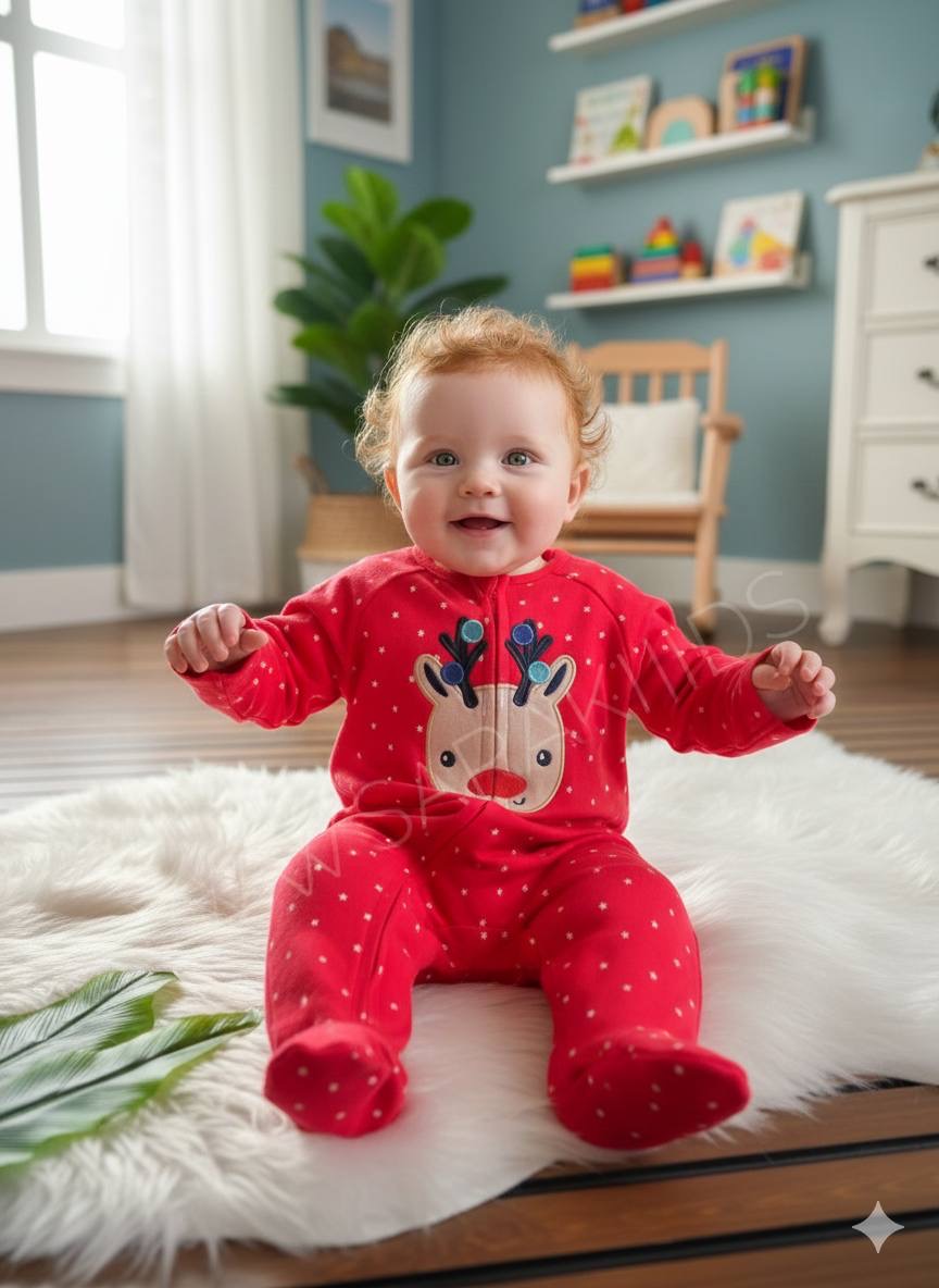 IMG_4409 سرهم وارداتی نخ پنبه اسپرت گوزن کوچولو😍زیپ دار - Image 1