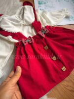 بلوز و سارافون مخمل عنابی مجلسی(ارسال 15 آذر) - Image 3