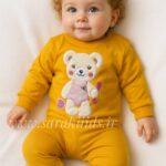 بادی شلوار نخ پنبه طرح برجسته😍(پرتغالی)