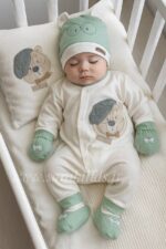 هفت تکه نخ پنبه تکه دوزی خرس عینکی کلاهدار🥰