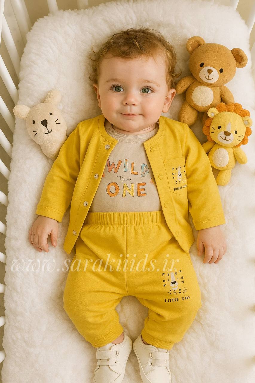 SK93939 سه تکه نخ پنبه اسپرت 🥳طرح ببر - Image 1