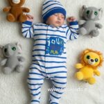 سرهمی نوزادی نخ پنبه کلاهدار طرح YOU