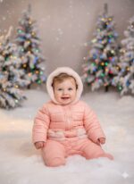 سرهمی زمستانی نوزادی مدل گربه‌ای با خز نرم – صورتی ملایم - Image 2