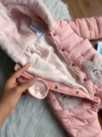 سرهمی زمستانی نوزادی مدل گربه‌ای با خز نرم – صورتی ملایم - Image 4