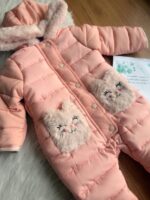 سرهمی زمستانی نوزادی مدل گربه‌ای با خز نرم – صورتی ملایم - Image 5