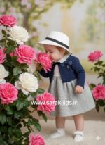 سه تیکه سارافون با ژاکت بافت و کلاه دخترانه - Image 2