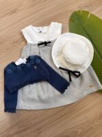 سه تیکه سارافون با ژاکت بافت و کلاه دخترانه - Image 4