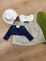 سه تیکه سارافون با ژاکت بافت و کلاه دخترانه - Image 3