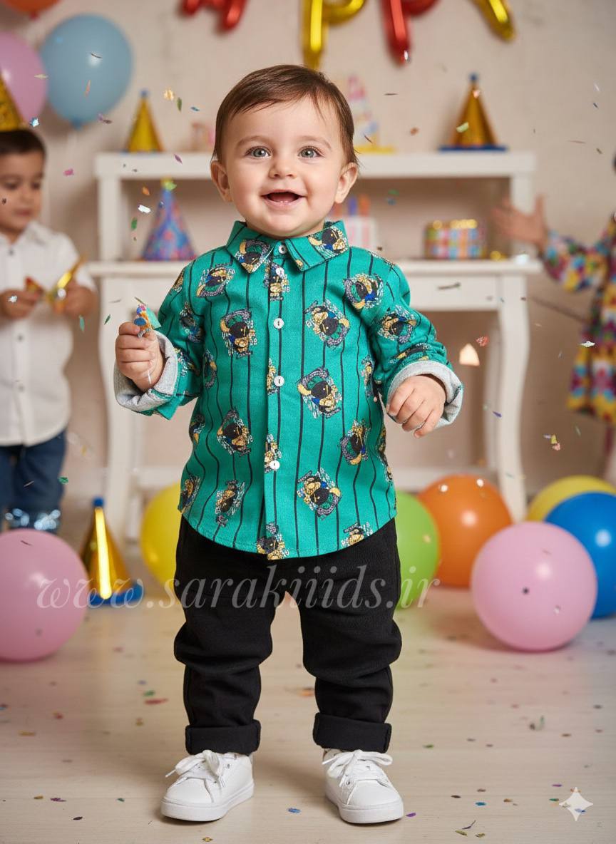 SK89816.2 دو تکه اسپرت 3 تا 7 سال (طرح گارفیلد سبز) - Image 1