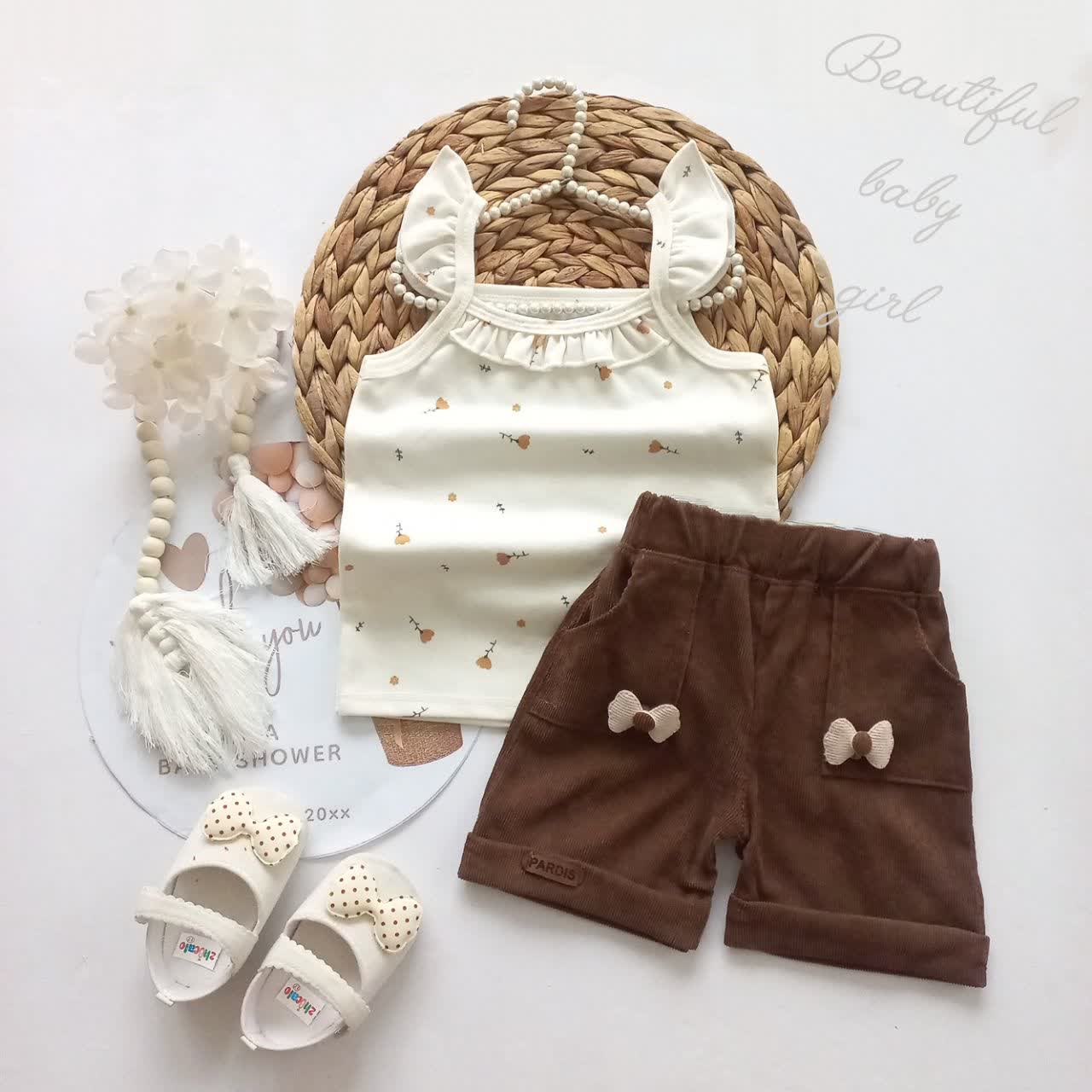 SK86726 تاپ شلوارک قهوهای دخترانه مدل ملیسا (ارسال ۱۵ و ۳۰ ماه بسته به زمان ثبت ) - Image 1