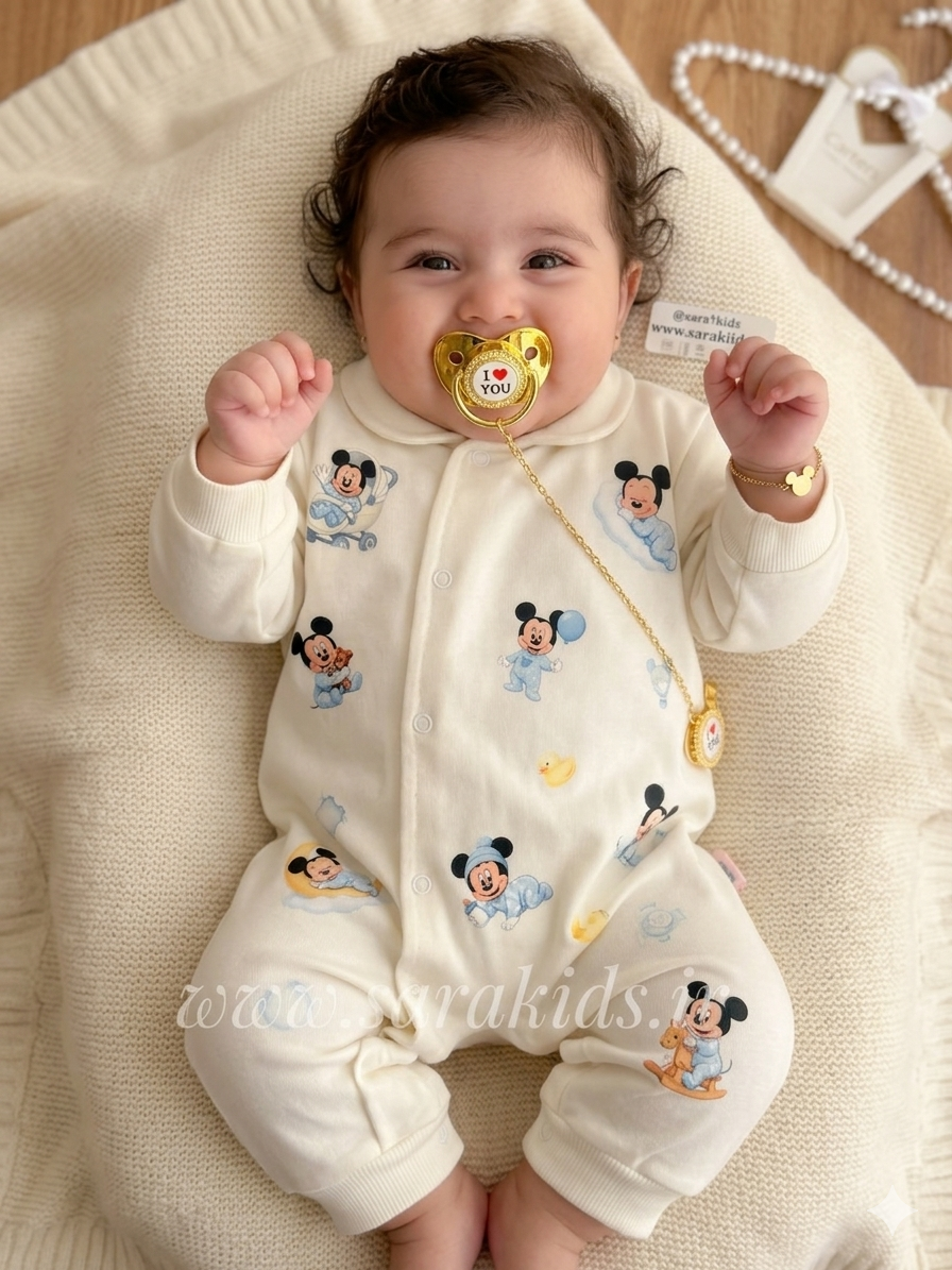 IMG_4195 سرهمی نخ پنبه طرح میکی موس (آبی) - تصویر 1