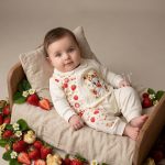 سرهمی نوزادی نخ پنبه طرح توت فرنگی