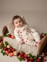 سرهمی نوزادی نخ پنبه طرح توت فرنگی