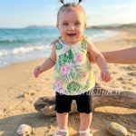 تاب زرد با شلوارک پارچه ای مشکی