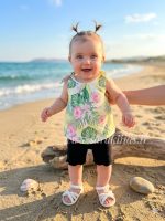 تاب زرد با شلوارک پارچه ای مشکی