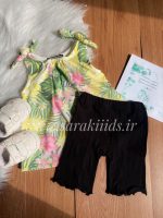 تاب زرد با شلوارک پارچه ای مشکی - Image 2