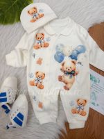 سرهمی نخ پنبه طرح تدی (آبی)