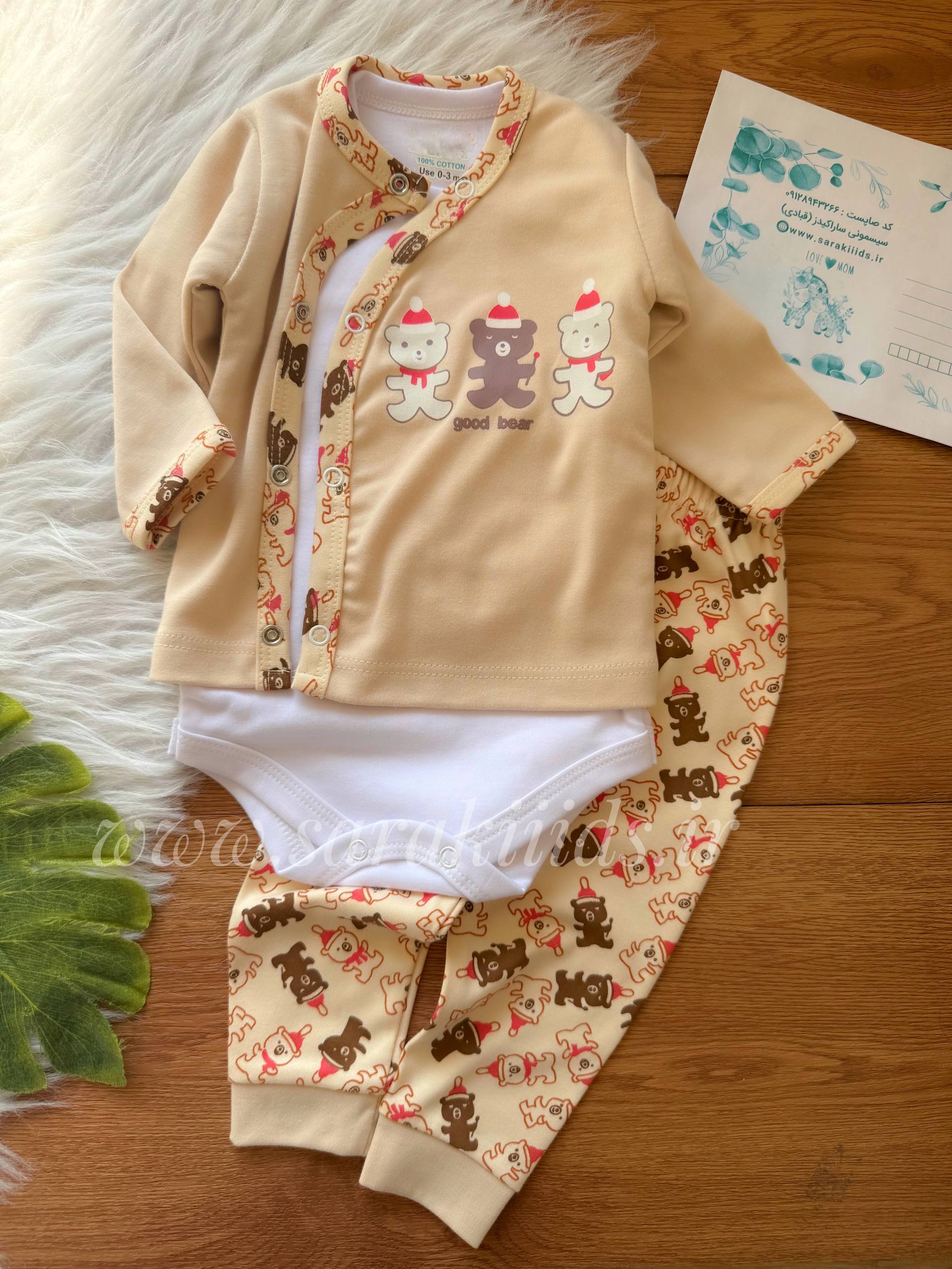 SK14325 سه تکه نخ پنبه کارتونی آدم برفی - Image 1